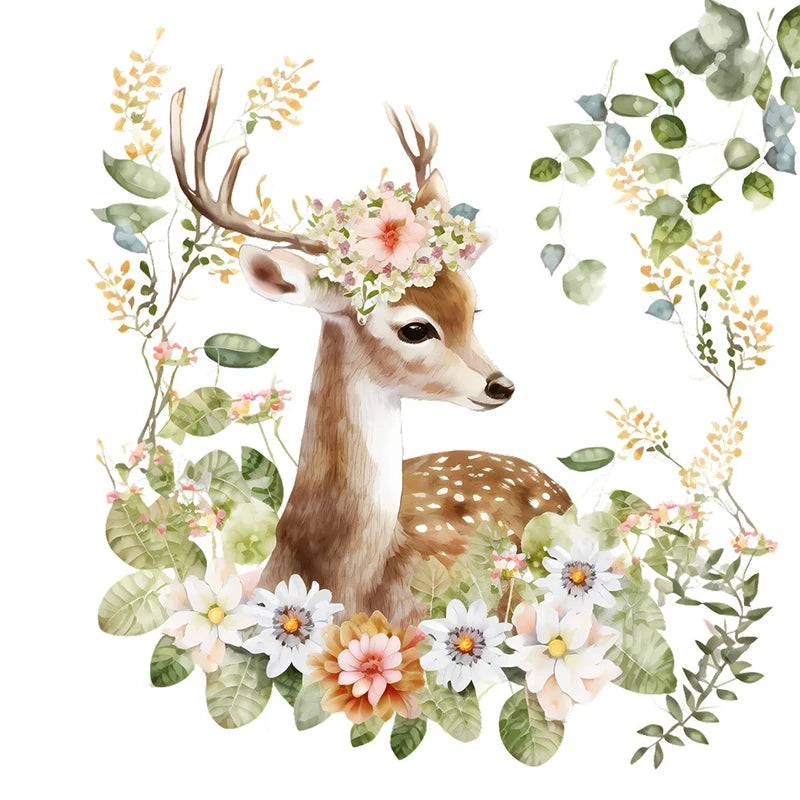 C400#Cute Deer Wall Sticker Kids Room Background Home Decoration Mural Living Room Wallpaper Funny Decal