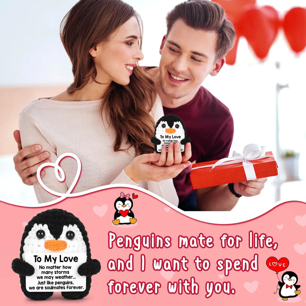 Gifts for Him Her Boyfriend Girlfriend Birthday Christmas To My Love Handmade Crochet Penguin Wedding Anniversary Valentines