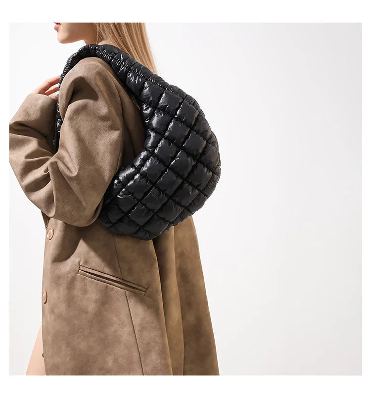 Quilted Embroidered Thread Women's Bag Pleated Cloud Mini Handbags Down Padded Lightweight Clutch Bag Cotton Small Shoulder Bags