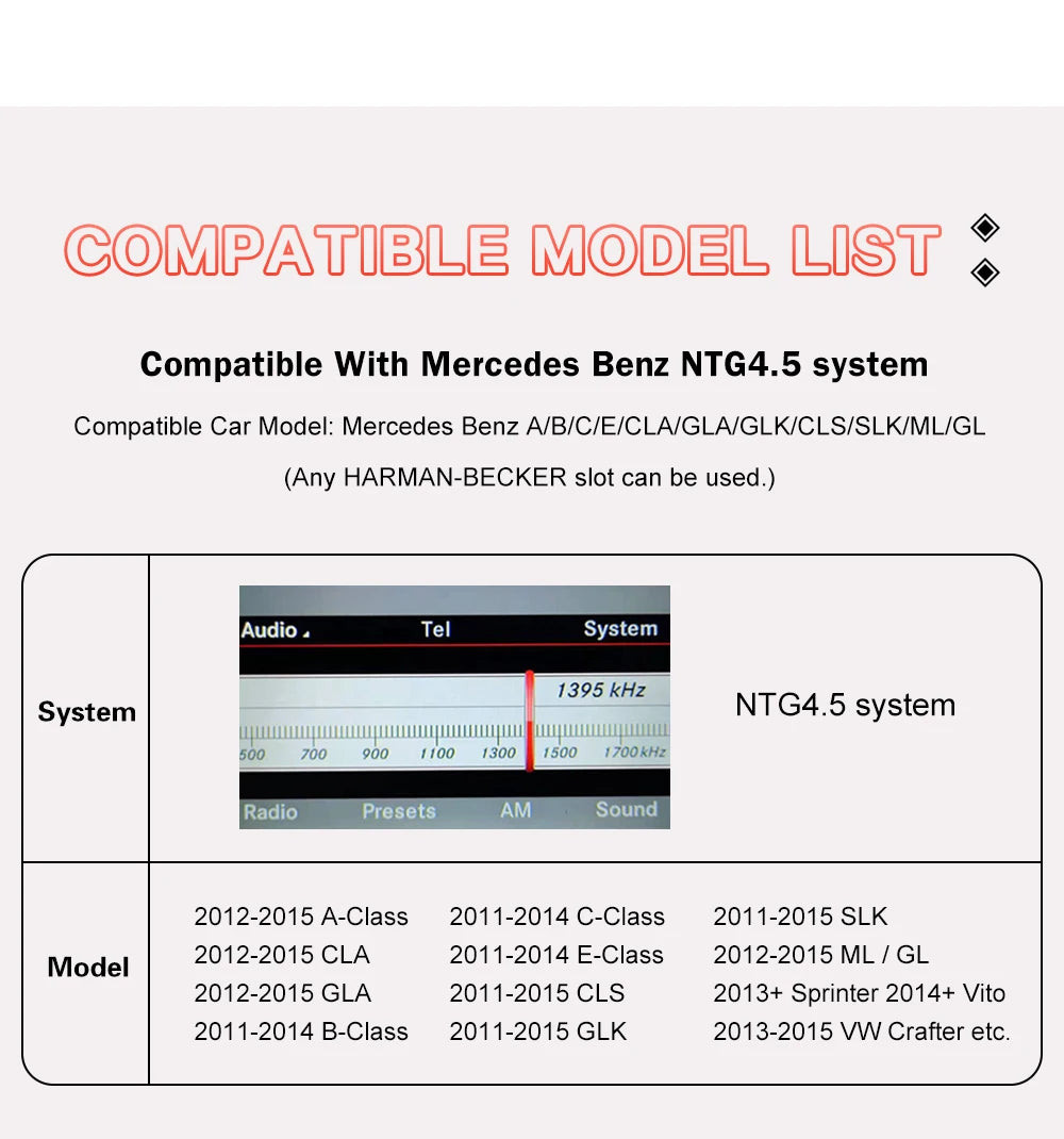 Wireless Carplay Becker Module For Mercedes Benz Class C W204 C204 S204 NTG 4.5 Support Android Auto Mirroring GPS Navigation