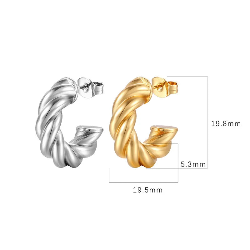 Most Popular Style Titanium Steel Hoop Earrings For Women C-type Peach Heart Round Ear Ring Non-fading Hot Selling Ear Jewelry