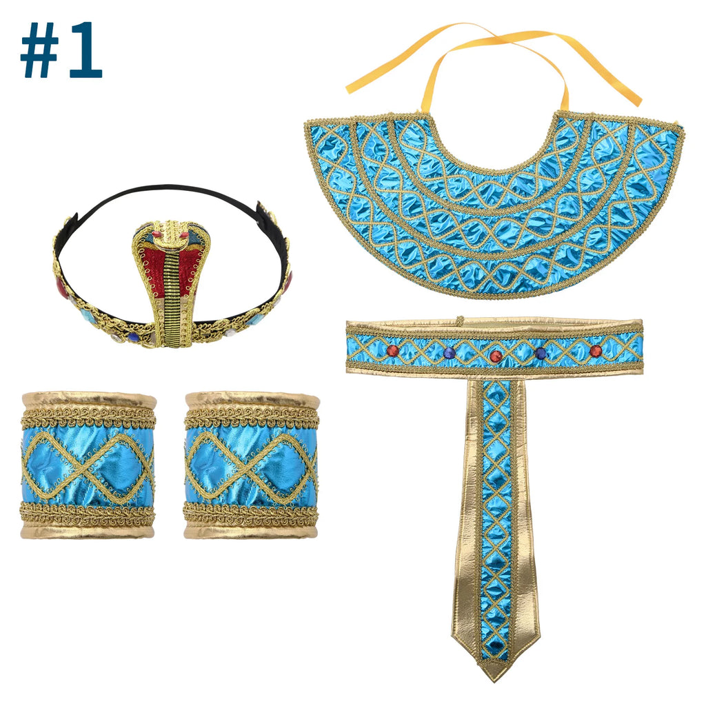 Halloween Costumes Ancient Pharaoh Egypt King Egyptian Cleopatra Queen Costume Accessories Priest Cosplay Clothing for Men Wome