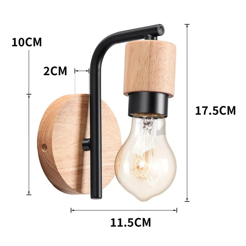 LED Wooden Wall Lights Vintage Wall Lamps Bedroom Bedside Lamp Shade Modern Wall Sconce for Kitchen Restaurant E27 Home Decor