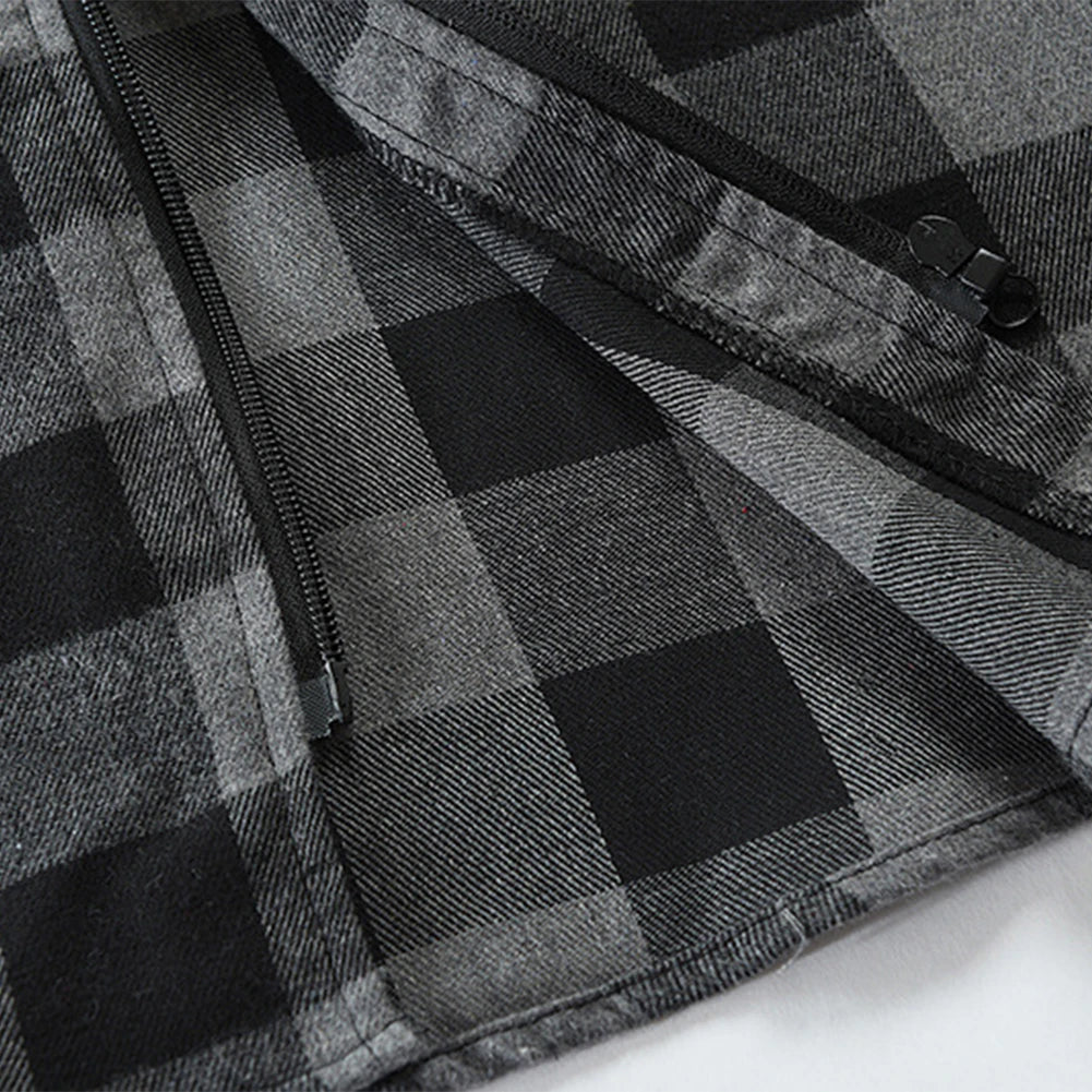 Mans Clothes Shirt Fashion Mens Hooded Lined thin Jacket Long Sleeve Lumberjack Padded Shirt Work Shirt Plaid