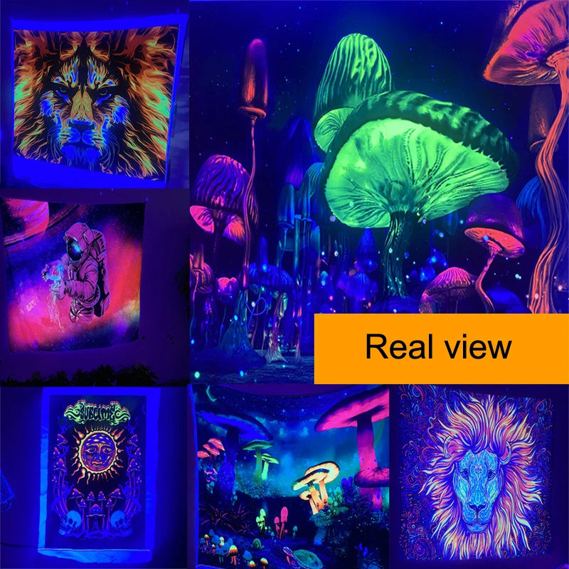Fluorescent tapestry Wall hanging cloth Bedroom decoration psychedelic art poster