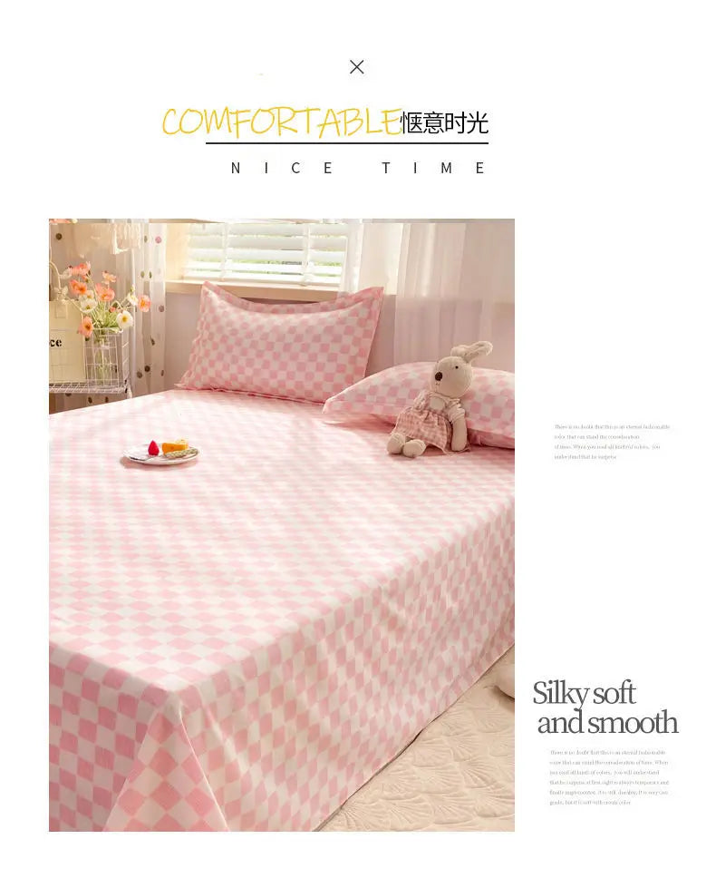 Bed Sheets Plaid Non-slip Comfortable Washed Twin Queen Full Size Nordic Style Universal Bedspread Simple Durable Antibacterial