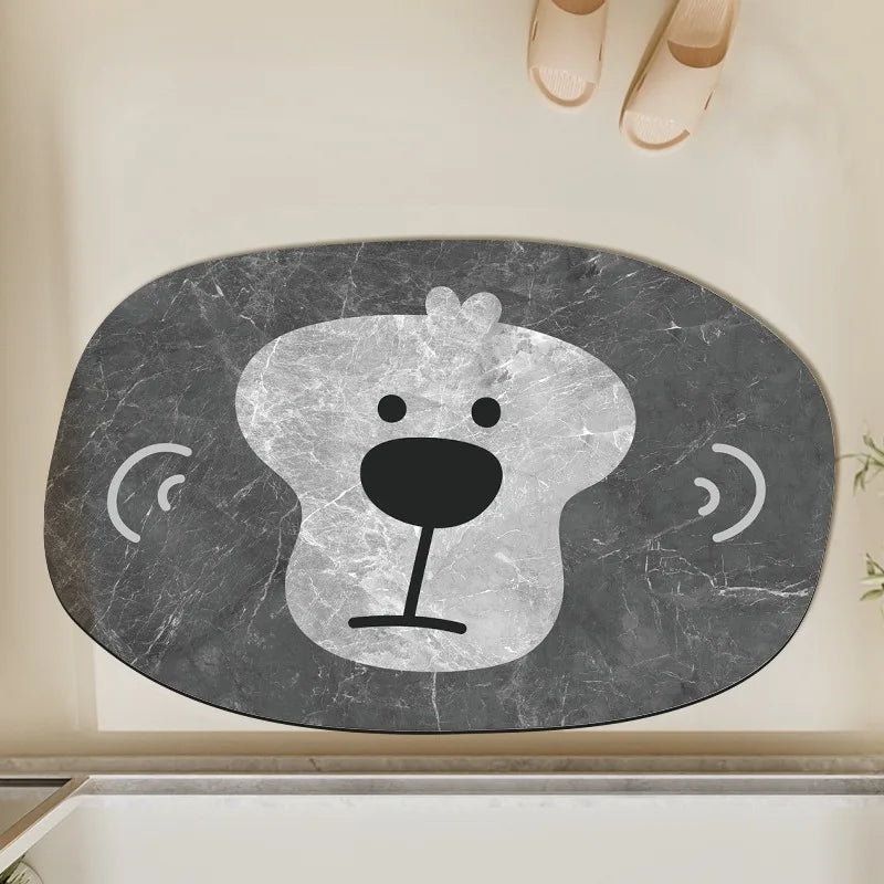 Bathroom Carpet Non-slip Water-absorbent Dirt-resistant Floor Mat Cute Animal Head Pattern Rug Irregular Size Home Decor Mats