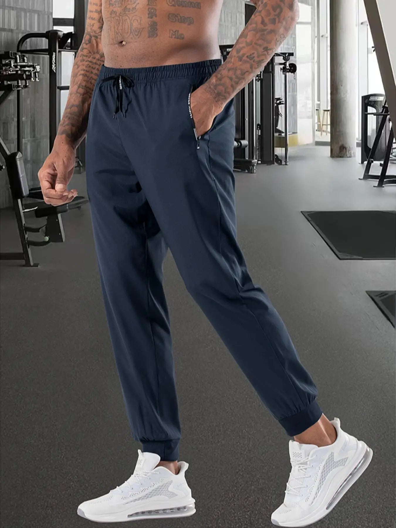 Men's Summer Sports and Casual Trousers Single-Piece Set, Leggings Trousers, Thin, Comfortable Fabric, Zipper Design, Suitable for Home Leisure, Sports, Running Exercise, Daily Work Clothing