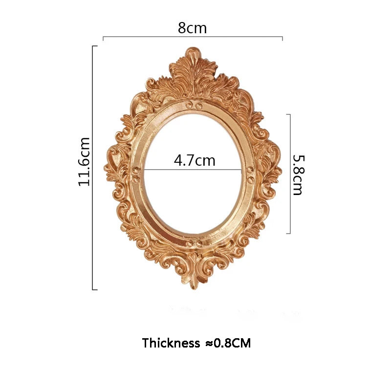 Mini gold small photo frame shooting props retro European style photo frame embossed nail art earrings pose props