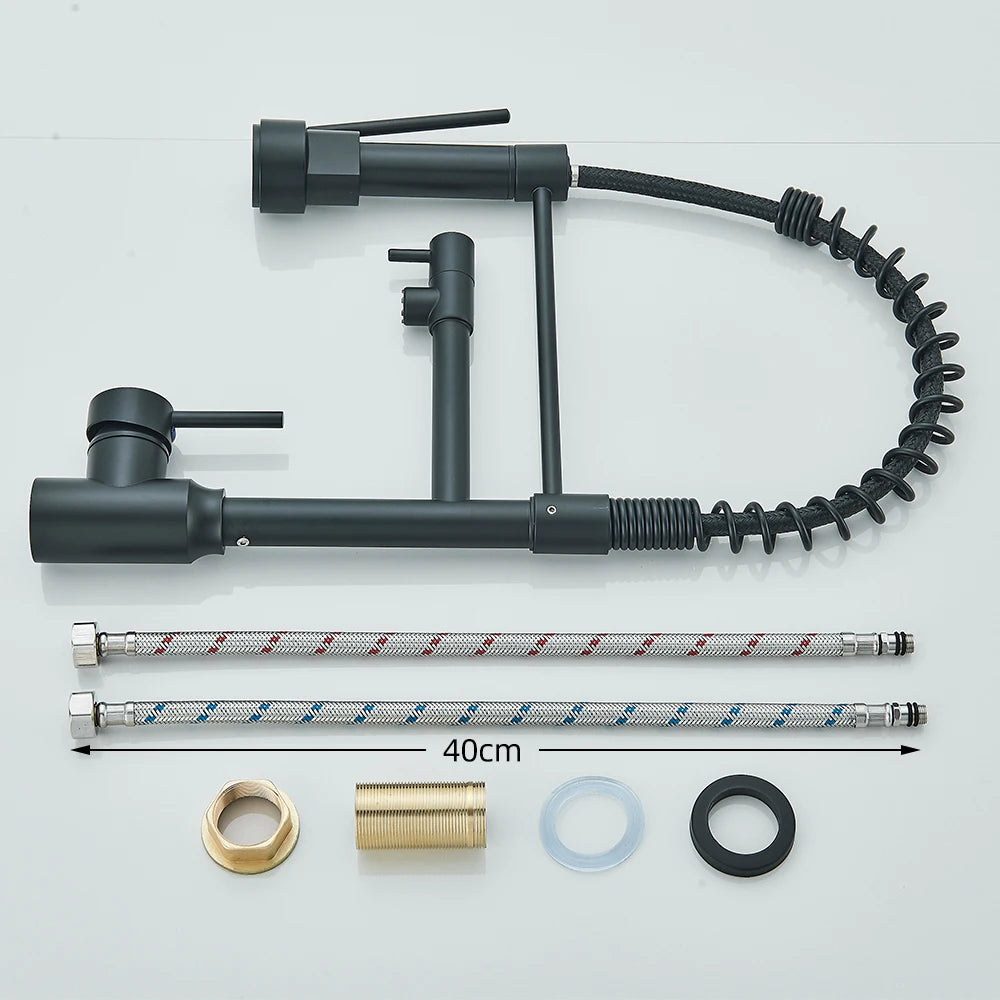 Pull Down Spring Kitchen Faucet Single Lever Hot Cold Mixer Water For Kitchen Sink Dual Spout Nozzle Faucets Crane