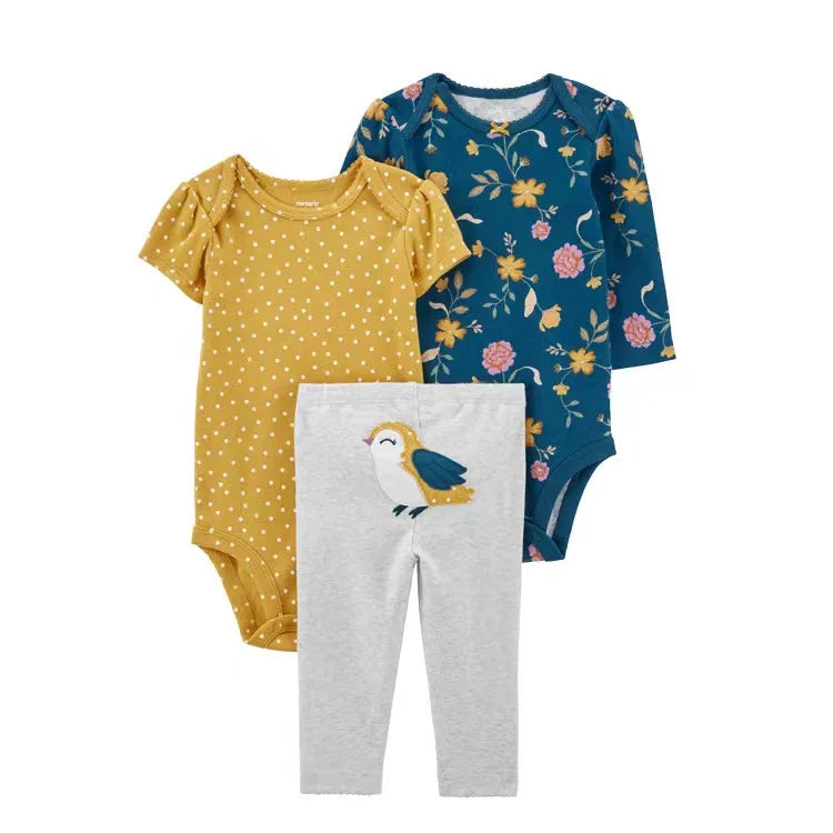 2025 Baby Girls Clothes Autumn Spring Newborn Infant Outfit Cotton Bodysuit Top And Bottom Pants Kids Toddler Clothing Set 6-24M
