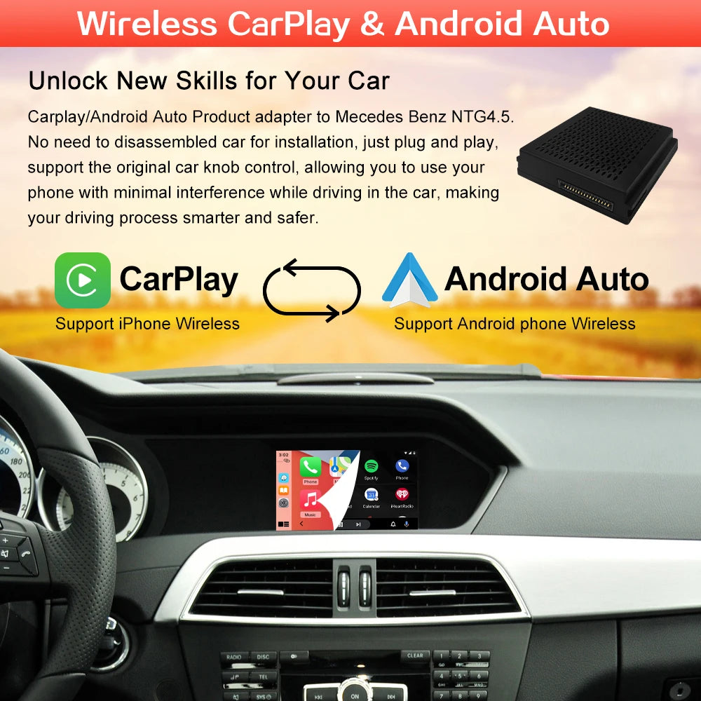 Wireless Carplay Becker Module For Mercedes Benz Class C W204 C204 S204 NTG 4.5 Support Android Auto Mirroring GPS Navigation