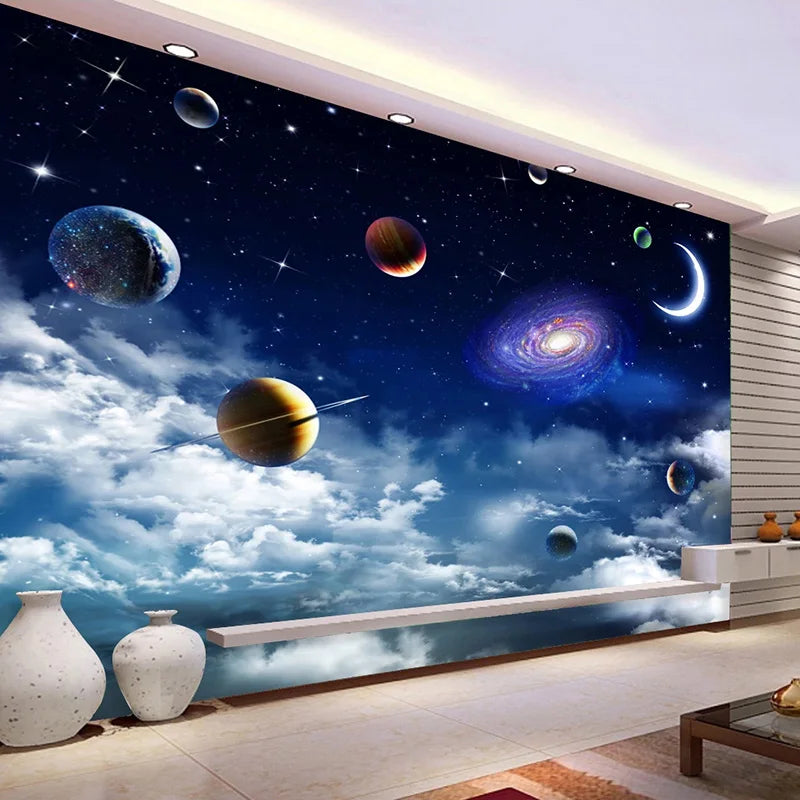 Custom Universe Starry Sky 3D Photo Wallpaper Living Room Bedroom TV Background Ceiling Decoration Wall Mural Papel De Parede