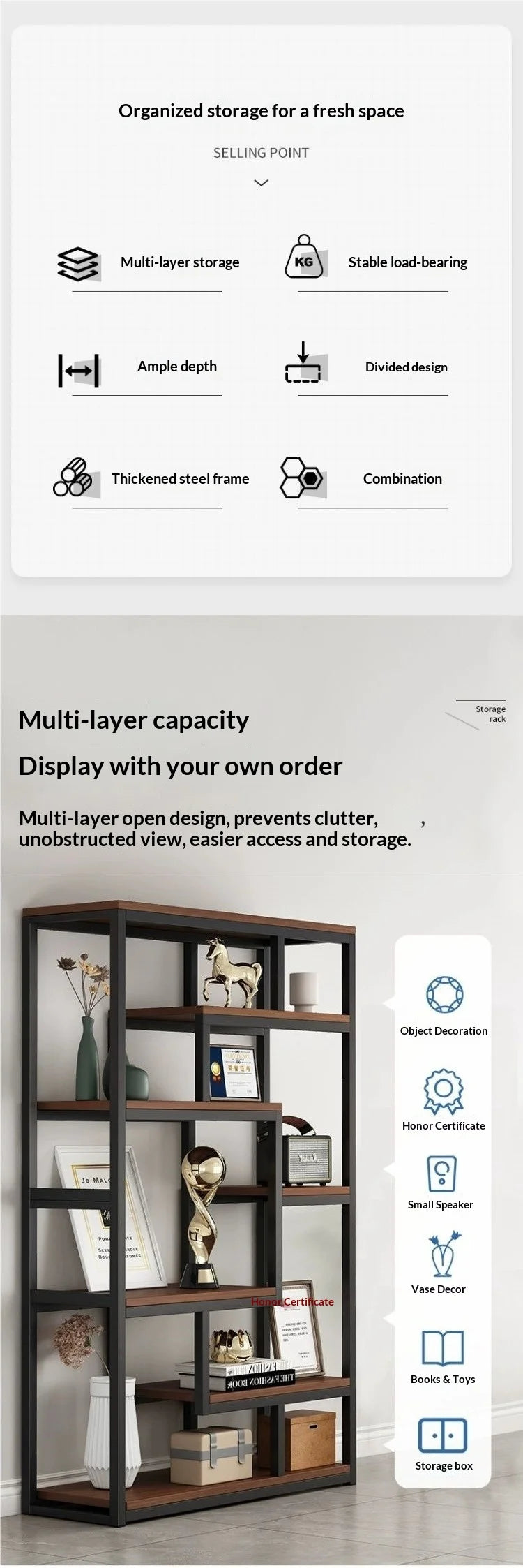 Industrial Iron Bookcase Bookshelf Wall Shelf Storage Cabinet Display Rack Living Room Office Divider Armoires Librero Furniture