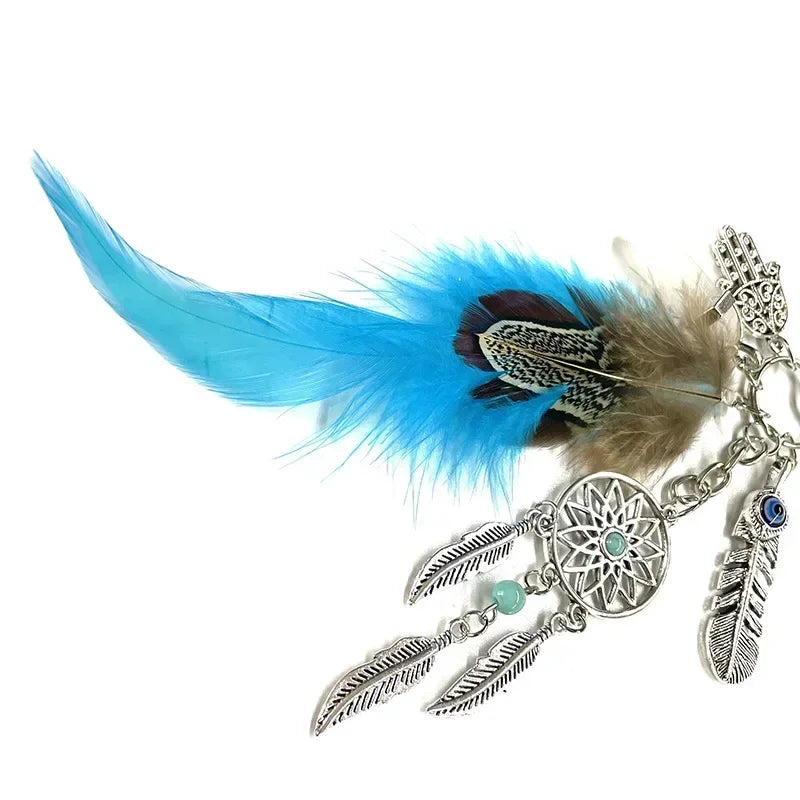 Handmade Craft Dreamnet Catcher Keychain Feather Tassel Jewelry Key Holder Dreamnet Pendant Car Wall Hanging Decoration B029