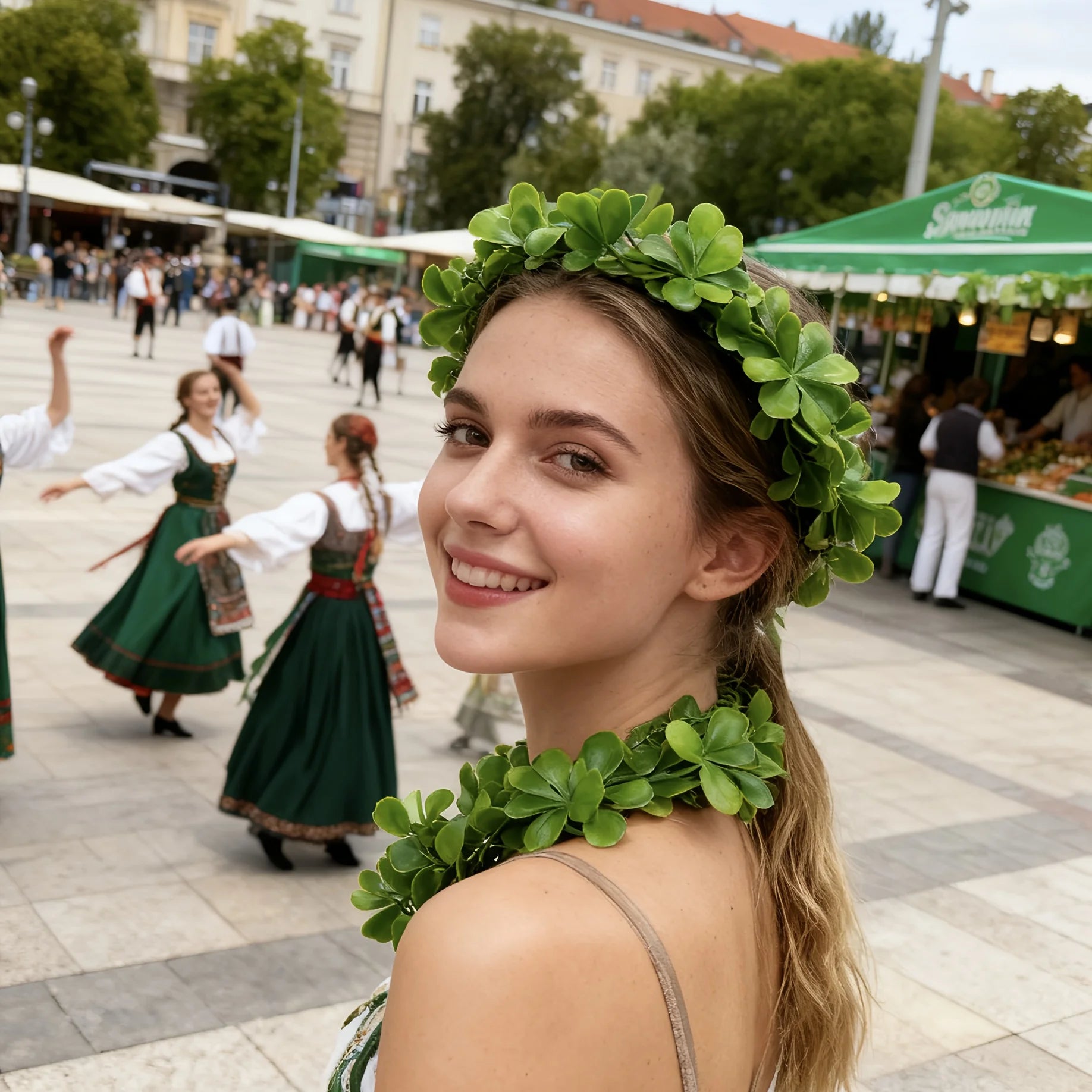 St. Patrick'S Day Green Floral Headband | Irish Style Plastic Flower Crown for Women and, Party Accessory.