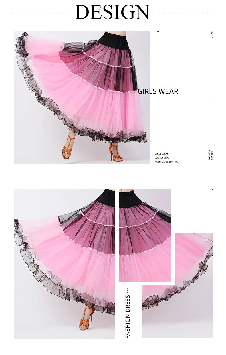 Modern Dance Costumes Fashionable Versatile Mesh Large Skirt Social Performances Dance Dresses Performance Costumes Daily Outfit