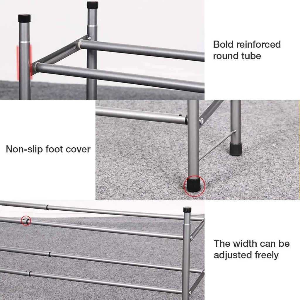 Shoe Rack Organizer Metal Iron of Expandable and Adjustable Shoes Organizer 18-36 Pairs Shoes Stackable Shoe Shelf for Doorway
