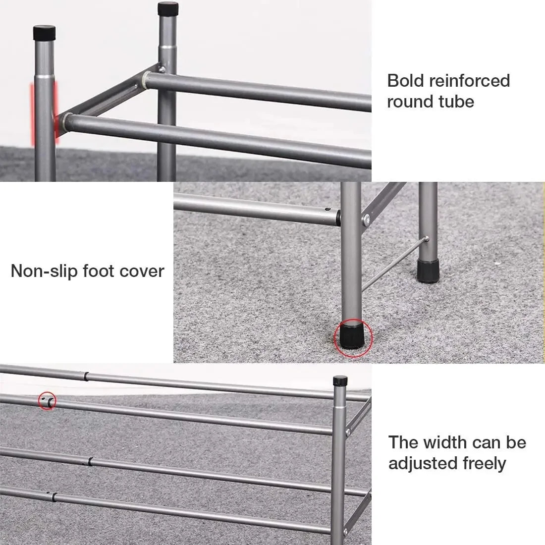 Shoe Rack Organizer Metal Iron of Expandable and Adjustable Shoes Organizer 18-36 Pairs Shoes Stackable Shoe Shelf for Doorway
