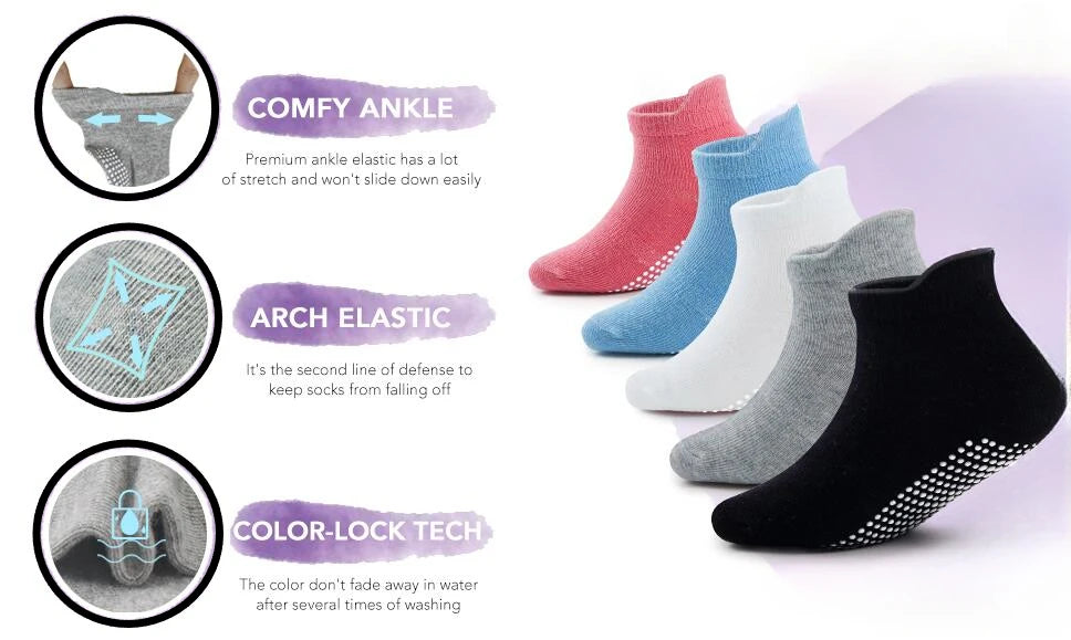 Boys 6 Pack Non Slip Baby Socks for 0-24M Newborn Bebe Girls Grips Anti Skid Ankle First Walker Infant Kids Cotton Sock 2021