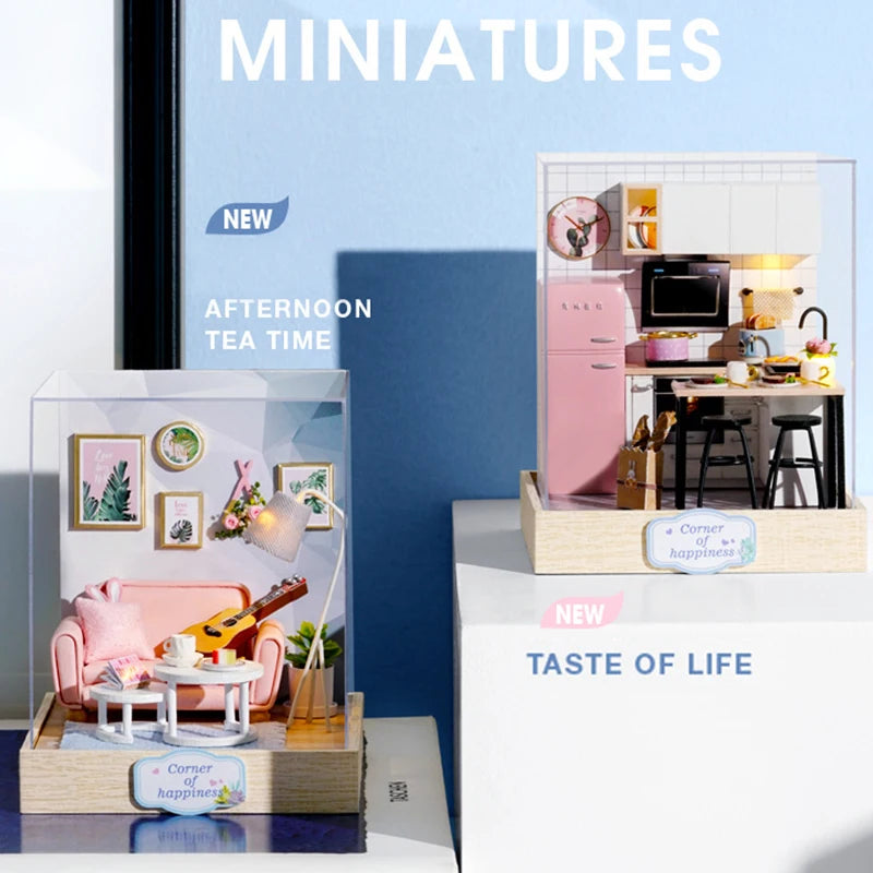 Mini Miniature Dollhouse DIY Small House Kit Making Room Toys Home Bedroom Decorations With Furniture Wooden Craft Doll houses