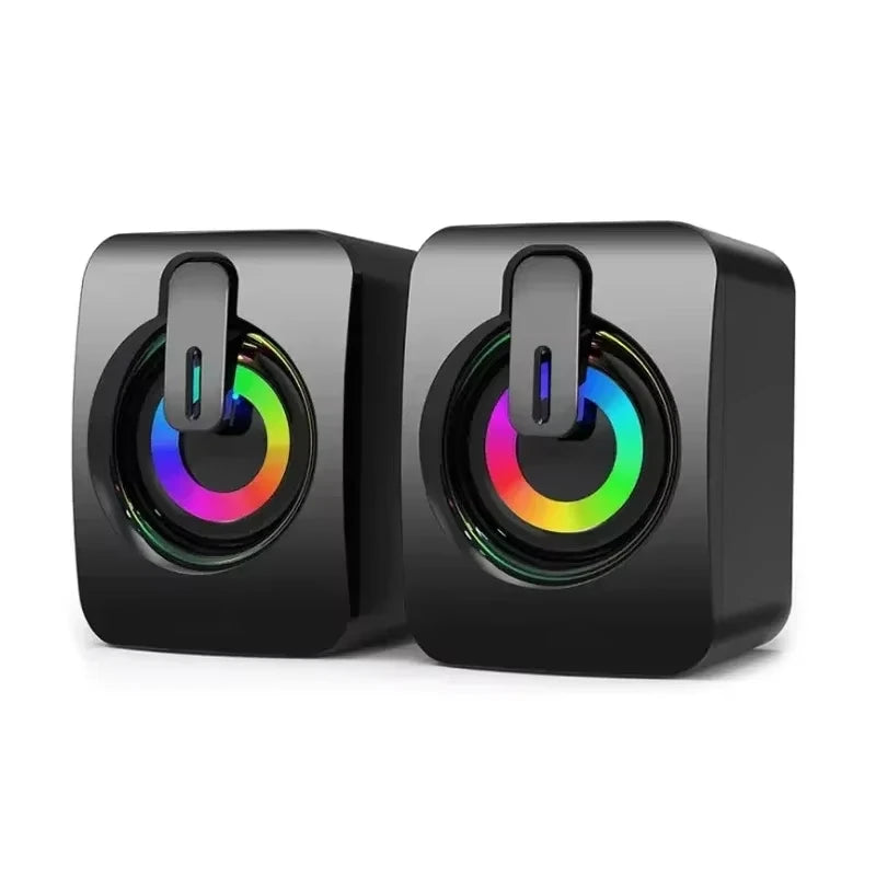 Portable Wired USB Speaker with LED Stereo Microphone HiFi Subwoofer High Sound Quality Surround Suitable for Computers