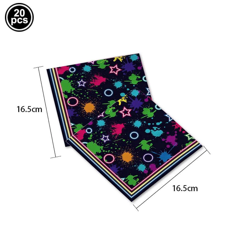 Glow Neon Party Plates Cups Napkins Tablecloth Tableware Neon Birthday Colorful Graffiti Party Decors for Glow Party Neon Party