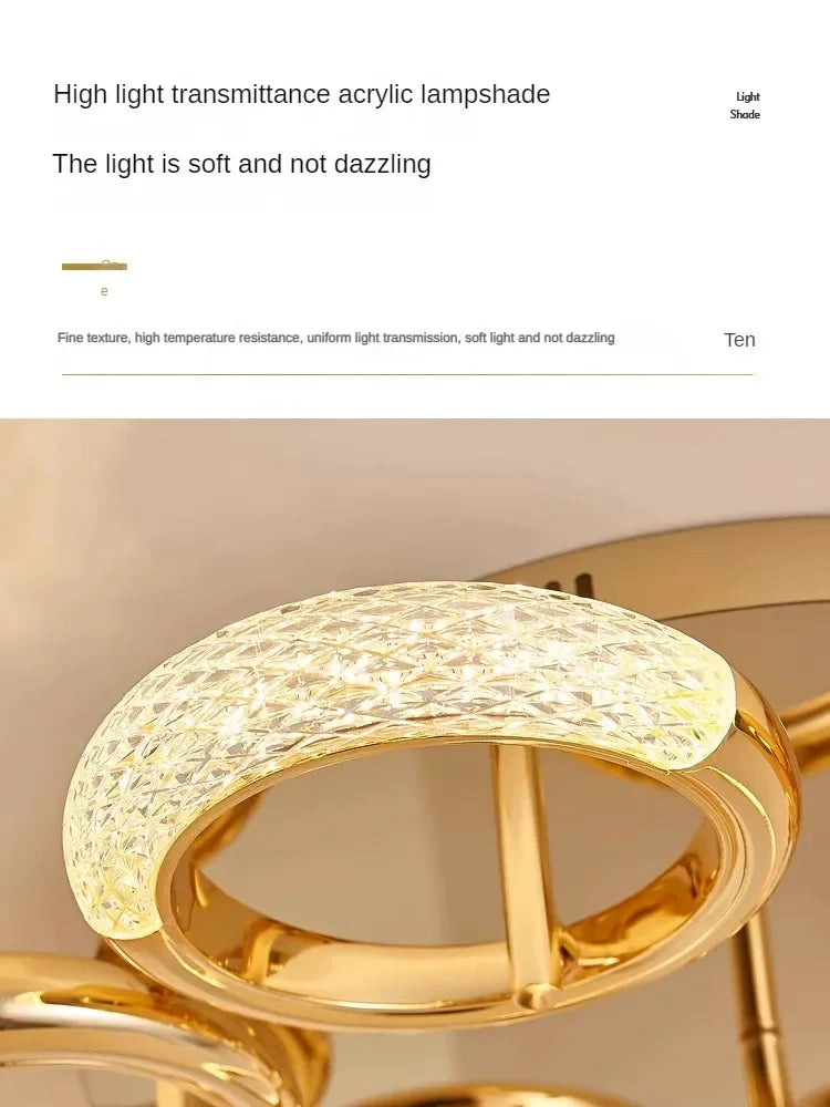 Modern Chandelier For Living Room Bedroom Nordic Golden Ring Ceiling Lamp Luxury Home Decor Indoor Ceiling Light Lustre Fixtures