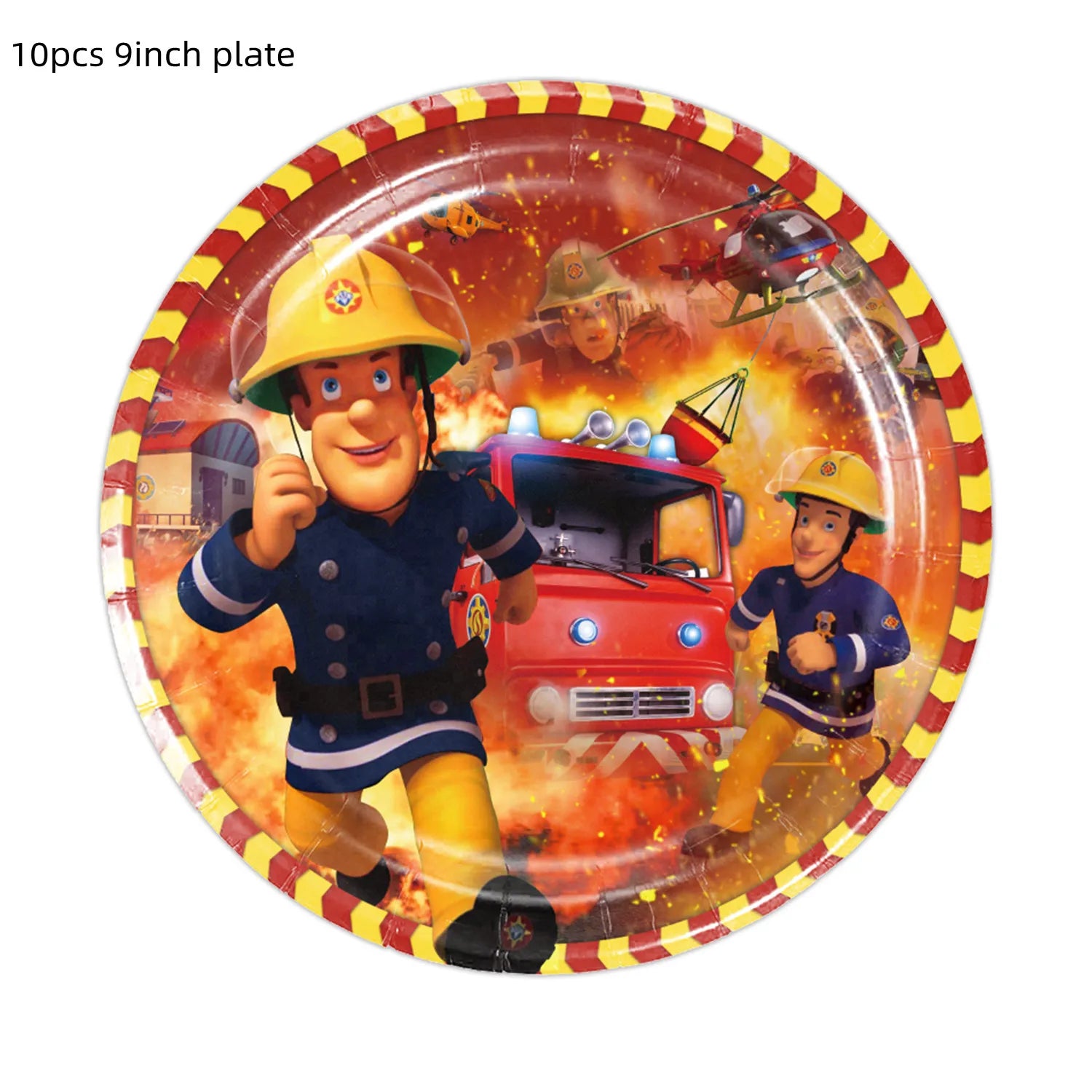 Fireman Sam Party Supplies Disposable Tableware Set Paper Plates Cups Tablecloth Fire Truck Birthday Party Decor Boys Baby Showe