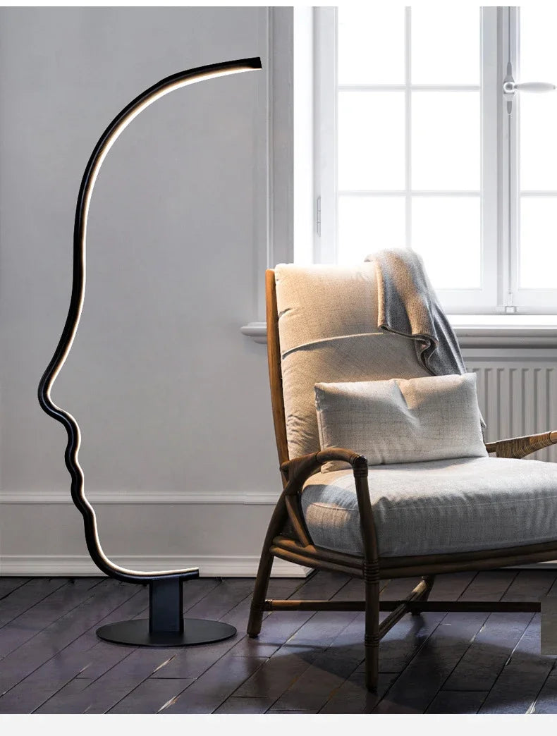 Nordic Human Face Led Floor Lamp For Living Room Bedroom Bedside Standing Light Modern Home Decor Indoor Lighting Lustre Fixture