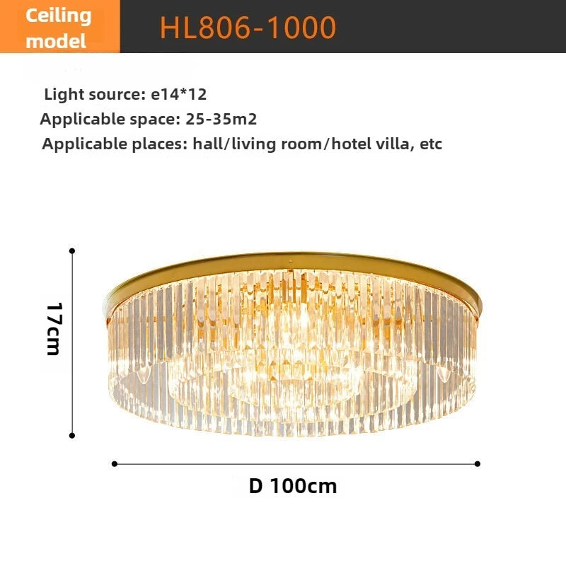 Modern LED Crystal Chandelier American Atmosphere Living Room Villa Hanging Light Bedroom Dining Room Pendant Lamp Home Decor