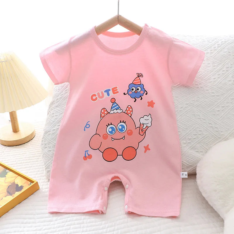2025 Infant Toddler Crawling Clothes Cotton Summer Boys Girls Thin Male Baby Female Short-sleeved Romper suit Children's Onesie