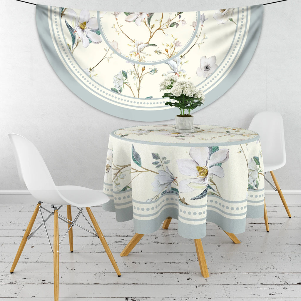 1 Piece Black White Checkered Circular Tablecloth Waterproof Dining Table Cover Lemon Bohemian Style 63 inch Tablecloth
