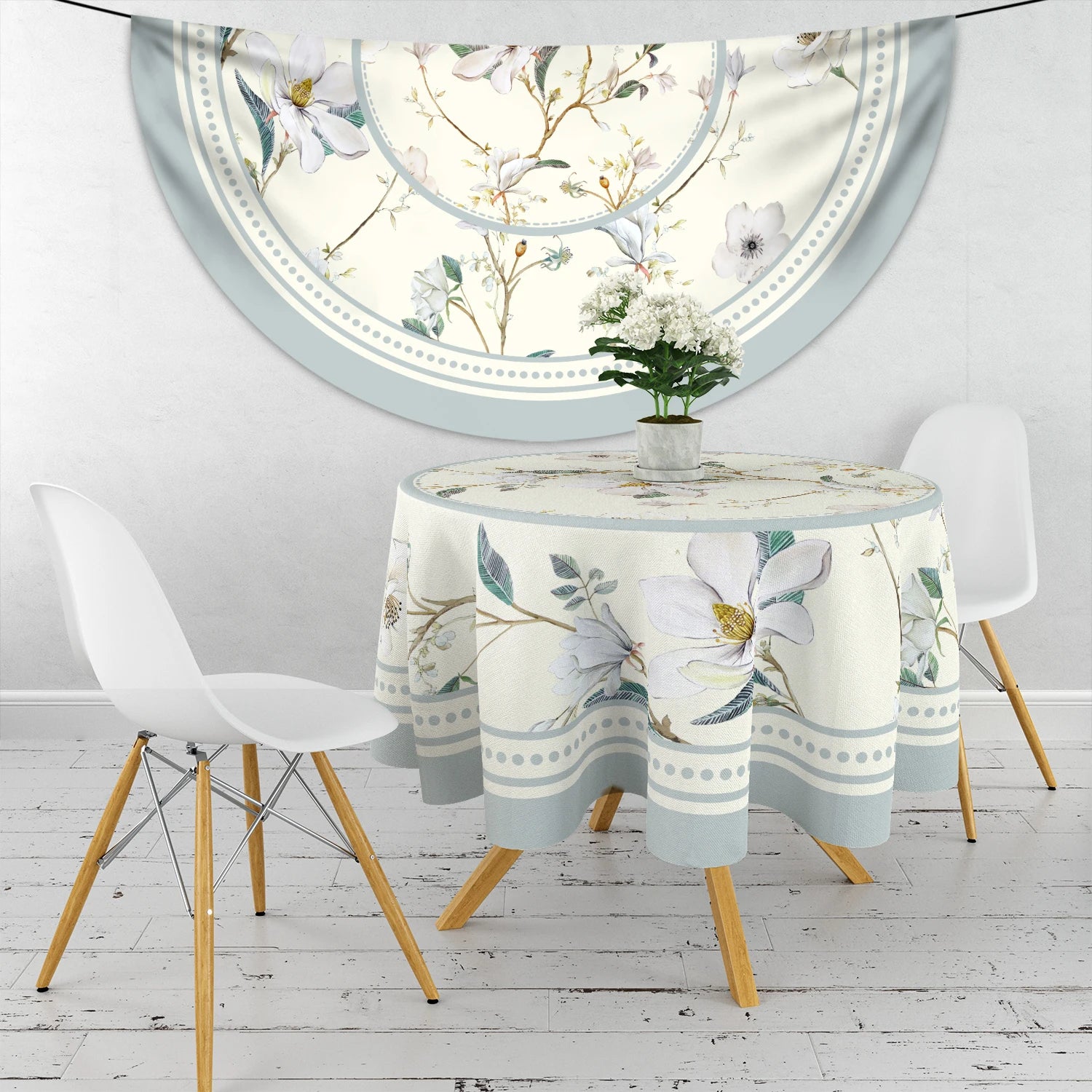 1 Piece Black White Checkered Circular Tablecloth Waterproof Dining Table Cover Lemon Bohemian Style 63 inch Tablecloth