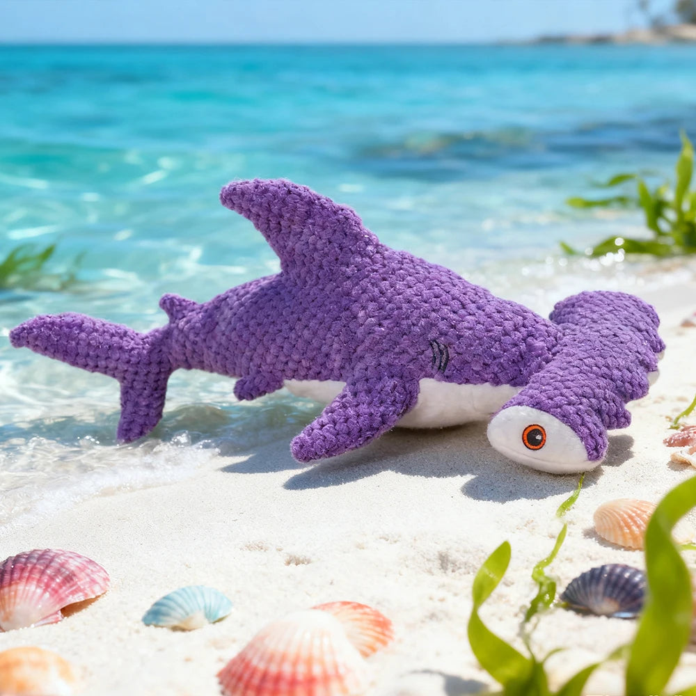 Pet Bite-Resistant Plush Interactive Toy with Sound, Shark-Shaped, Suitable for Large, Medium, and Small Pets Such as Cats and Dogs, Double-Layer Fabric, Built-In Airbag