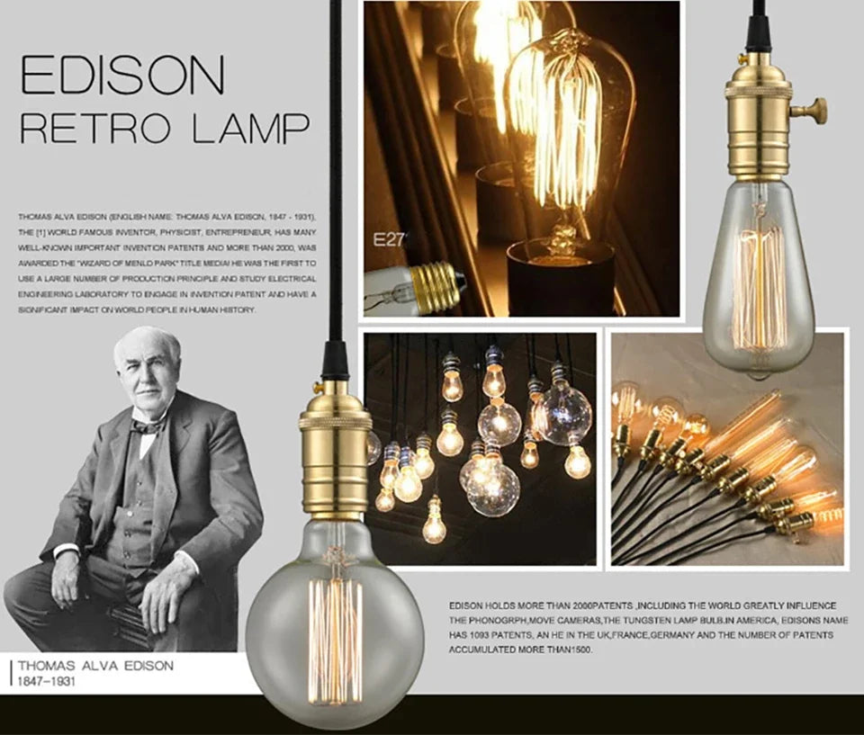 Vintage Edison LED Filament Bulb E27 220V 4W Dimmable Amber Glass ST64 G80 G95 G125 T185 A19 Retro Incandescent Lamp for Home