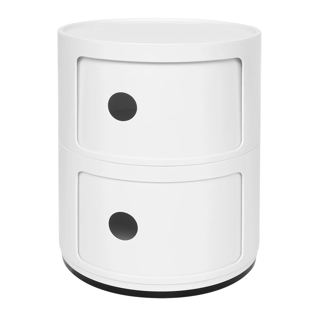 Nightstand with 2 Drawers 2 Layers Modern Bedside Table Bedroom Side End Stand Multi Functional Round Storage Unit Bedside Table