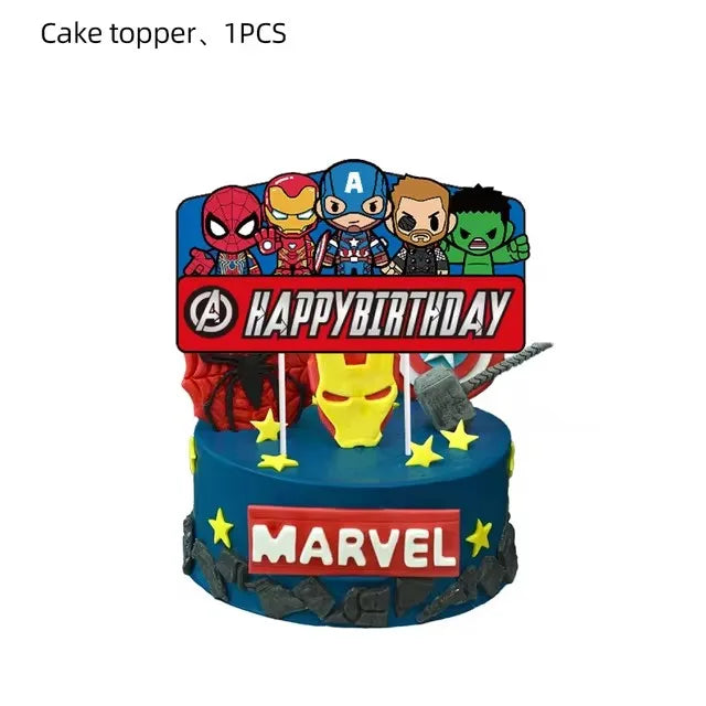 Marvel The Avengers Birthday Supplies Disposable Plate Napkin Cup Tablecloth Balloon for Kids Boy Superhero Party Decorations