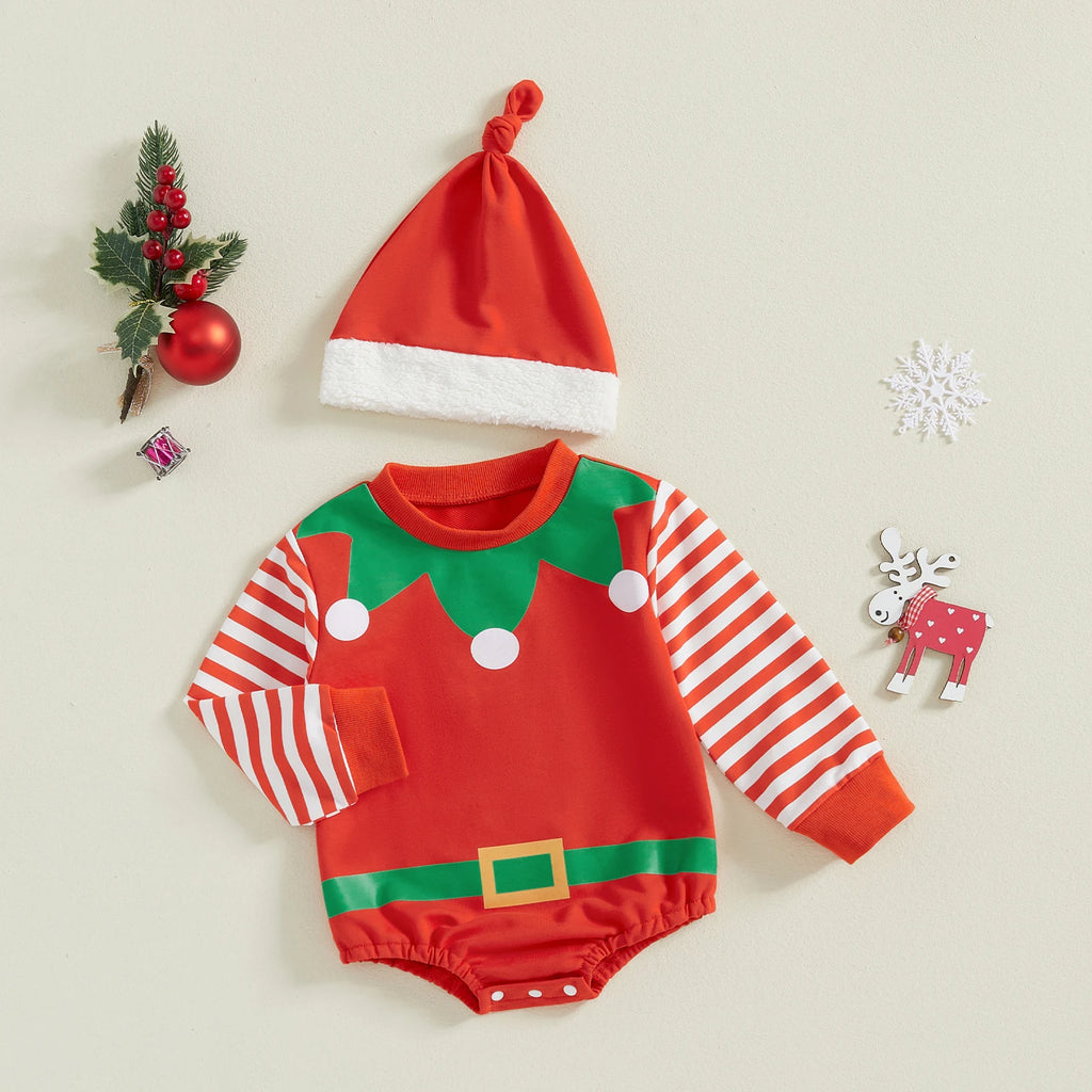 Christmas Outfit for Infants And Toddlers with Hat Baby Romper Suit Festive Clothing Baby Clothes Christmas Theme