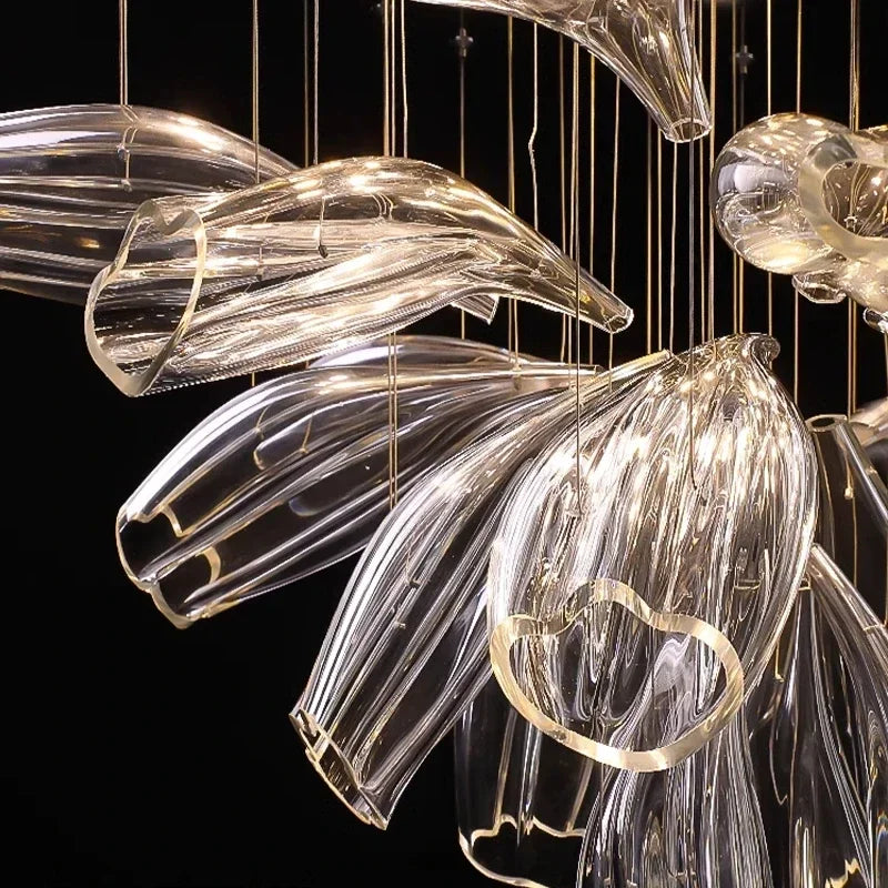 Italian Creative Petal Glass Pendant Lamp Modern Chandelier For Living Room BedroomKitchen Luxury Home Decor Lustre Hanging Lamp