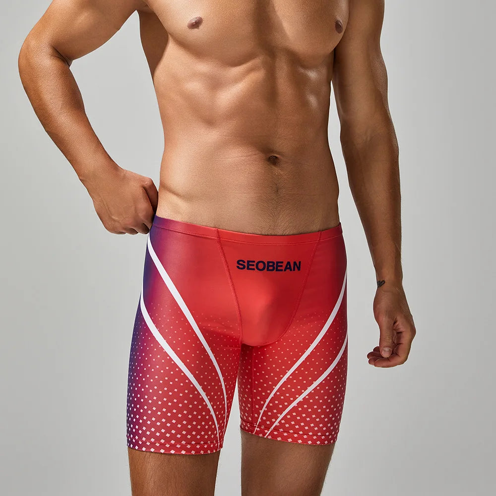 Men's Swimming Trunks Print Quick-Dry Slim-Fit Athletic Swimming Shorts Beach Water Sports Wear