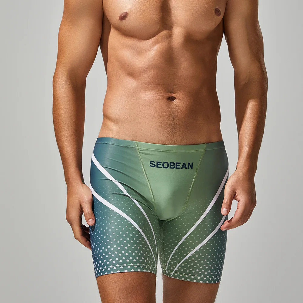 Men's Swimming Trunks Print Quick-Dry Slim-Fit Athletic Swimming Shorts Beach Water Sports Wear
