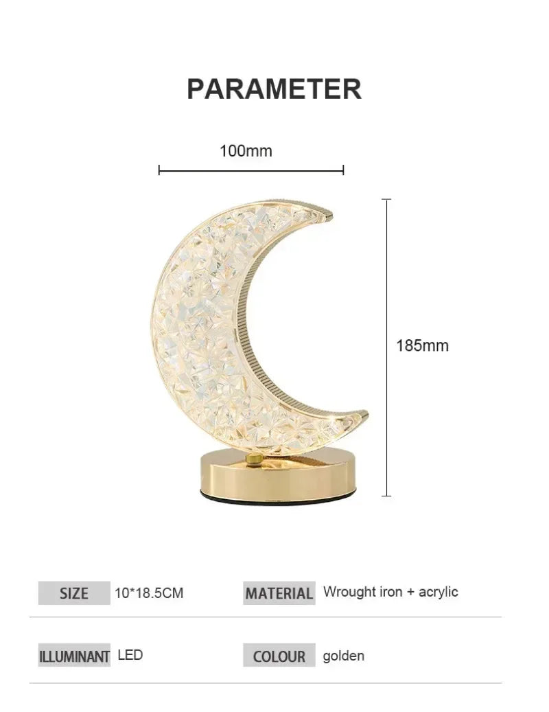 1-2PCS Bedroom 3Color Touch Dimming Night Light Girls Kids Room Home Decor Bedside LED Ambient Table Moon Stars Atmosphere Lamp