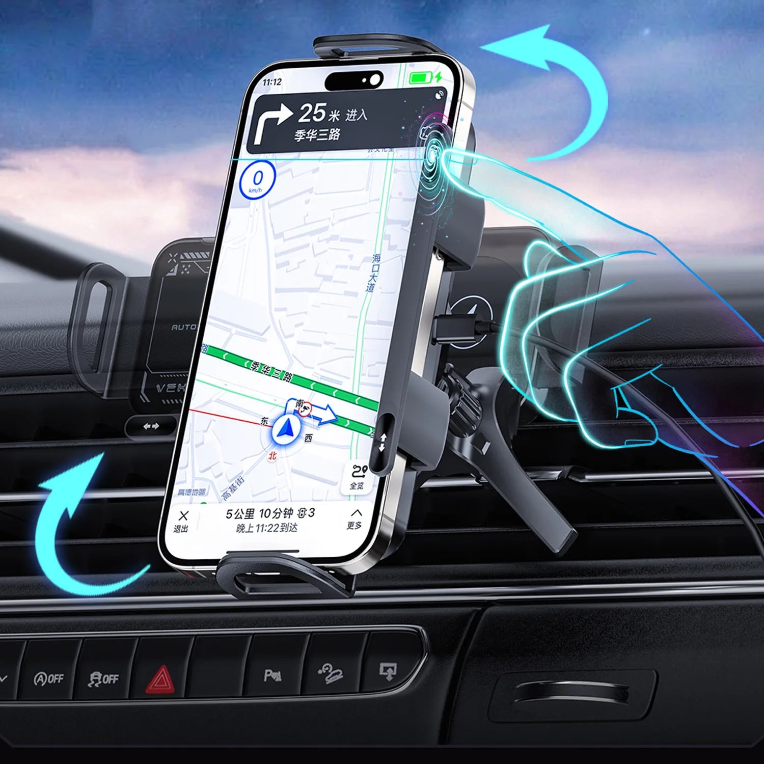 Foldable Phone Holder Car Wireless Charging Phone Mount Universal Phone Holder Intelligent Induction Electric Rotation Charger