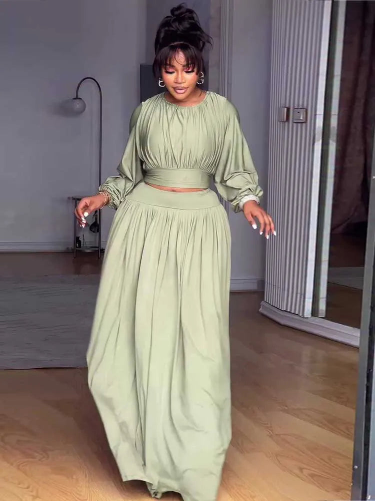 Female Clothing Autumn 2-piece Sets for Women Long Sleeve Top and Long Skirt Set Ladies Casual Dress Set Wholesale Dropshipping
