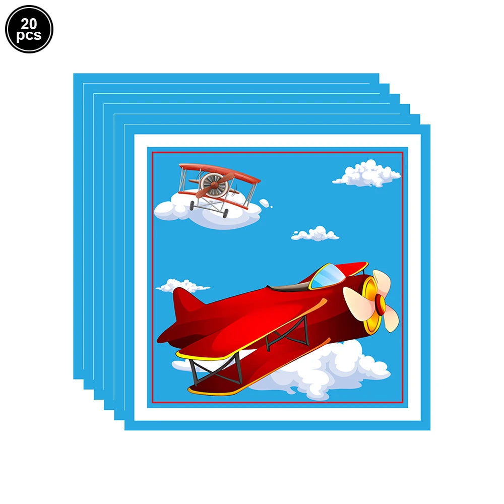 Airplane Birthday Party Supplies Plane Party Paper Plates Napkins Balloon Airplane Tablecloth Tableware for Baby Shower Decors