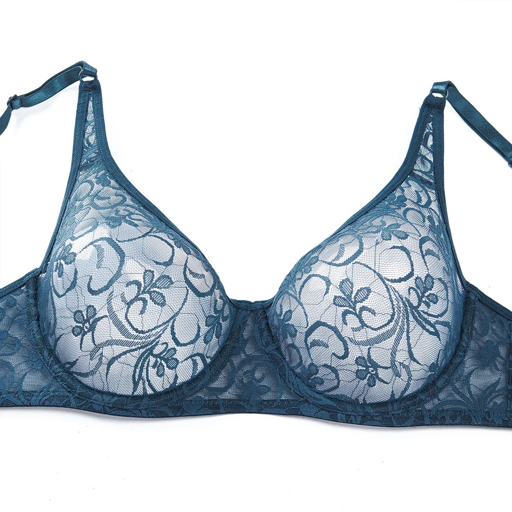 Womens Underwear Lace Bras Underwire BH Hollow Out Embroidery Elegant Casual Sexy Lingerie Tops Plus Size  Brassiere
