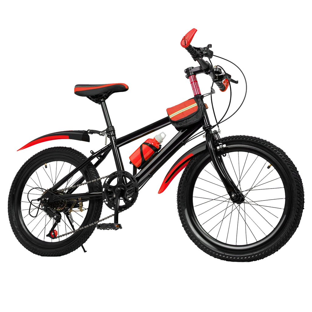20" Mountain Bike 7 Speeds Kids Bicycle Dual-Disc Brakes Unisex Children's Bicycle Height Adjustable MTB Boys Girls Riding Bike
