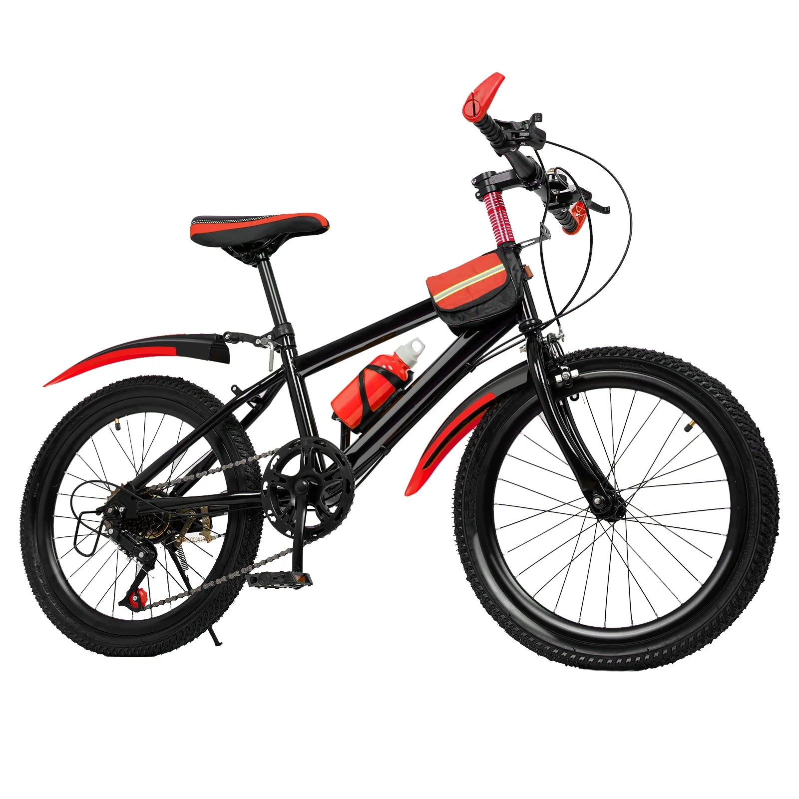 20" Mountain Bike 7 Speeds Kids Bicycle Dual-Disc Brakes Unisex Children's Bicycle Height Adjustable MTB Boys Girls Riding Bike