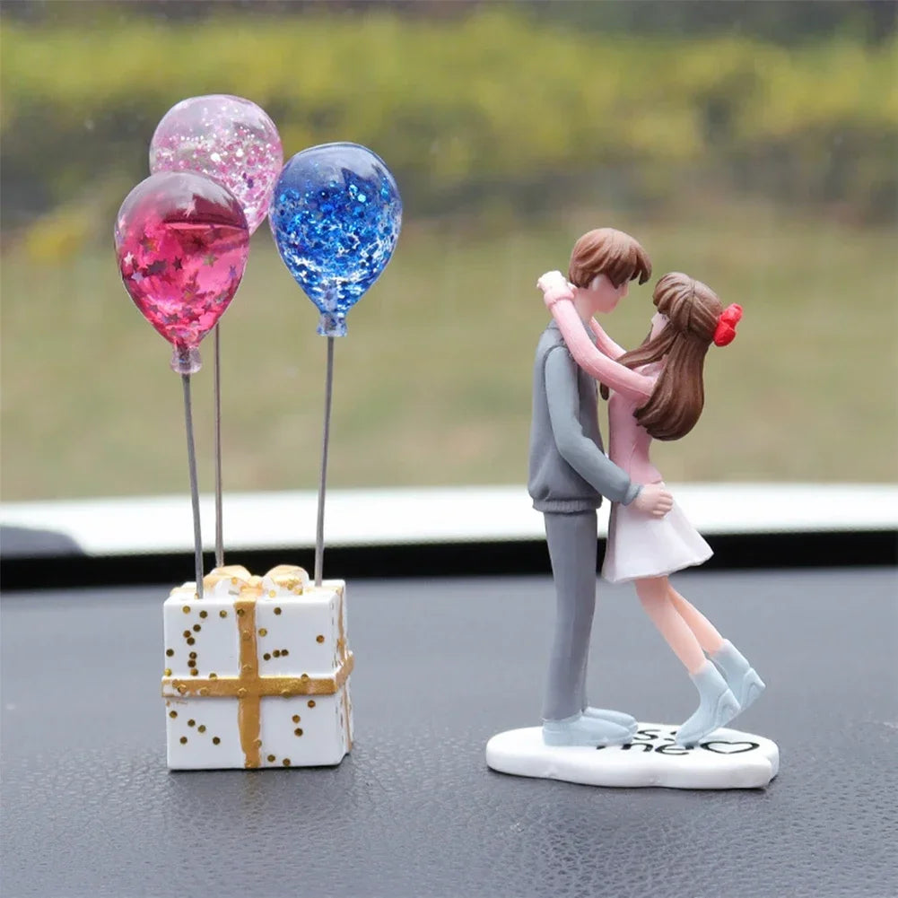 Cartoon Couples Car Decoration Accessories Romantic Lovers Figurines Balloon Ornament Auto Interior Dashboard Accessories Gifts